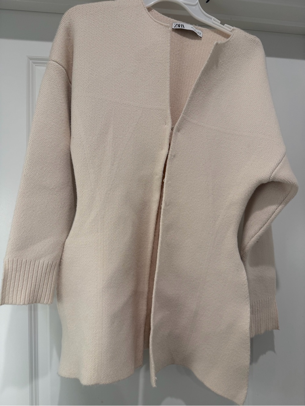 Zara Cream Open-Front Knit Sweater- Size S